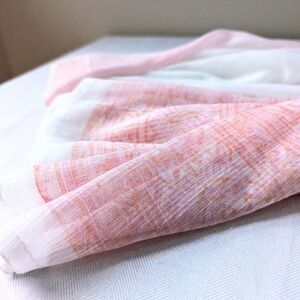 Pink, White Soft Print Long Spring Scarf / Wrap. 88" x 36".